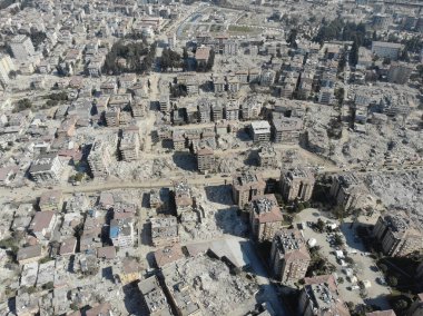 Antakya, Hatay, Turkey Drone Footage - February 16th, 2023: Turkey Earthquake, Kahramanmaras, Gaziantep, Adana, Hatay, Adiyaman February 2023, Earthquake Scenes