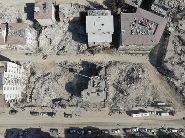 Antakya, Hatay, Turkey Drone Footage - February 16th, 2023: Turkey Earthquake, Kahramanmaras, Gaziantep, Adana, Hatay, Adiyaman February 2023, Earthquake Scenes clipart