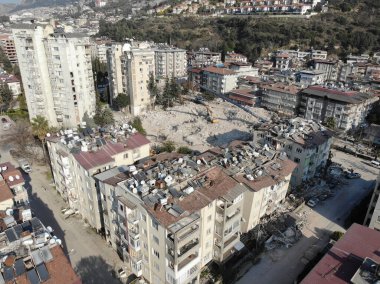 Antakya, Hatay, Turkey Drone Footage - February 13th, 2023: Turkey Earthquake, Kahramanmaras, Gaziantep, Adana, Hatay, Adiyaman February 2023, Earthquake Scenes
