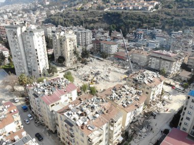 Antakya, Hatay, Turkey Drone Footage - February 11th, 2023: Turkey Earthquake, Kahramanmaras, Gaziantep, Adana, Hatay, Adiyaman February 2023, Earthquake Scenes