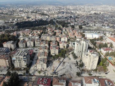 Antakya, Hatay, Turkey Drone Footage - February 11th, 2023: Turkey Earthquake, Kahramanmaras, Gaziantep, Adana, Hatay, Adiyaman February 2023, Earthquake Scenes