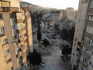 Antakya, Hatay, Turkey Drone Footage - February 10th, 2023: Turkey Earthquake, Kahramanmaras, Gaziantep, Adana, Hatay, Adiyaman February 2023, Earthquake Scenes
