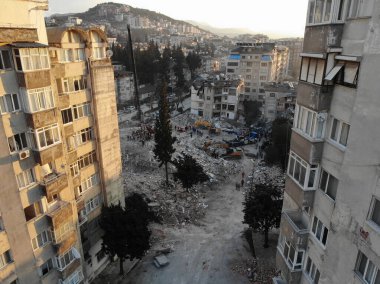 Antakya, Hatay, Turkey Drone Footage - February 10th, 2023: Turkey Earthquake, Kahramanmaras, Gaziantep, Adana, Hatay, Adiyaman February 2023, Earthquake Scenes