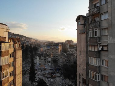 Antakya, Hatay, Turkey Drone Footage - February 10th, 2023: Turkey Earthquake, Kahramanmaras, Gaziantep, Adana, Hatay, Adiyaman February 2023, Earthquake Scenes