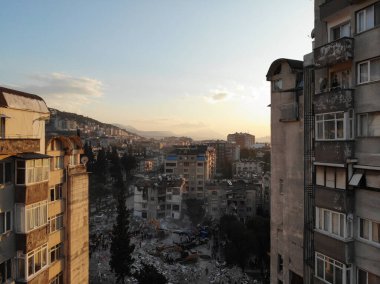 Antakya, Hatay, Turkey Drone Footage - February 10th, 2023: Turkey Earthquake, Kahramanmaras, Gaziantep, Adana, Hatay, Adiyaman February 2023, Earthquake Scenes