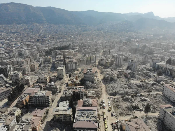 stock image Antakya, Hatay, Turkey Drone Footage - February 16th, 2023: Turkey Earthquake, Kahramanmaras, Gaziantep, Adana, Hatay, Adiyaman February 2023, Earthquake Scenes