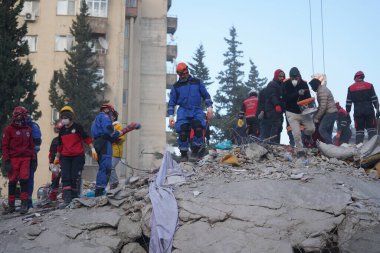 Antakya, Hatay, Türkiye - 10 Şubat 2023: Türkiye Depremi, Kahramanmaras, Gaziantep, Adana, Hatay, Adiyaman Şubat 2023, Deprem Sahneleri