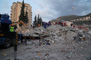 Antakya, Hatay, Türkiye - 10 Şubat 2023: Türkiye Depremi, Kahramanmaras, Gaziantep, Adana, Hatay, Adiyaman Şubat 2023, Deprem Sahneleri
