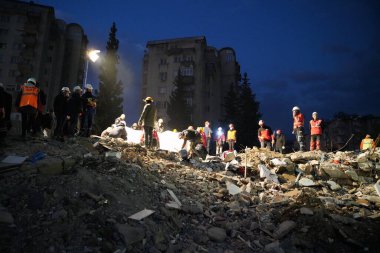 Antakya, Hatay, Türkiye - 10 Şubat 2023: Türkiye Depremi, Kahramanmaras, Gaziantep, Adana, Hatay, Adiyaman Şubat 2023, Deprem Sahneleri