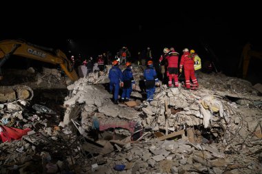 Antakya, Hatay, Türkiye - 10 Şubat 2023: Türkiye Depremi, Kahramanmaras, Gaziantep, Adana, Hatay, Adiyaman Şubat 2023, Deprem Sahneleri