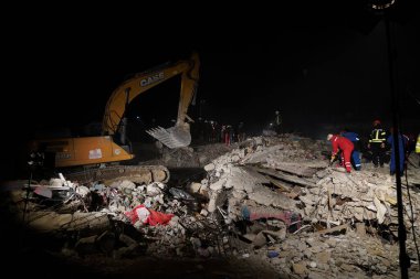 Antakya, Hatay, Türkiye - 10 Şubat 2023: Türkiye Depremi, Kahramanmaras, Gaziantep, Adana, Hatay, Adiyaman Şubat 2023, Deprem Sahneleri