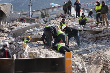 Antakya, Hatay, Türkiye - 11 Şubat 2023: Türkiye Depremi, Kahramanmaras, Gaziantep, Adana, Hatay, Adiyaman Şubat 2023, Deprem Sahneleri