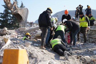 Antakya, Hatay, Türkiye - 11 Şubat 2023: Türkiye Depremi, Kahramanmaras, Gaziantep, Adana, Hatay, Adiyaman Şubat 2023, Deprem Sahneleri