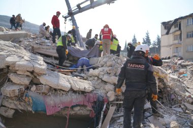 Antakya, Hatay, Türkiye - 11 Şubat 2023: Türkiye Depremi, Kahramanmaras, Gaziantep, Adana, Hatay, Adiyaman Şubat 2023, Deprem Sahneleri