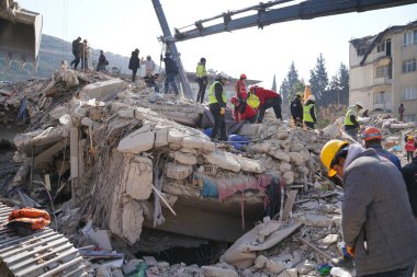 Antakya, Hatay, Türkiye - 11 Şubat 2023: Türkiye Depremi, Kahramanmaras, Gaziantep, Adana, Hatay, Adiyaman Şubat 2023, Deprem Sahneleri