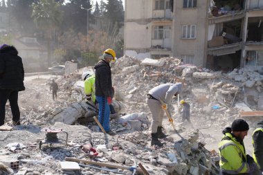 Antakya, Hatay, Türkiye - 11 Şubat 2023: Türkiye Depremi, Kahramanmaras, Gaziantep, Adana, Hatay, Adiyaman Şubat 2023, Deprem Sahneleri