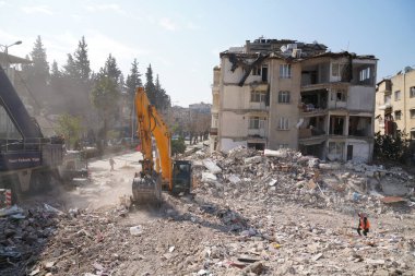 Antakya, Hatay, Türkiye - 11 Şubat 2023: Türkiye Depremi, Kahramanmaras, Gaziantep, Adana, Hatay, Adiyaman Şubat 2023, Deprem Sahneleri