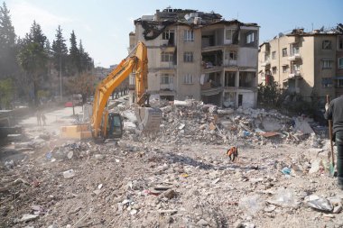 Antakya, Hatay, Türkiye - 11 Şubat 2023: Türkiye Depremi, Kahramanmaras, Gaziantep, Adana, Hatay, Adiyaman Şubat 2023, Deprem Sahneleri