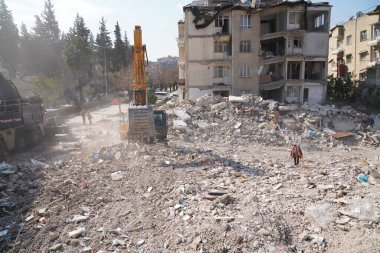 Antakya, Hatay, Türkiye - 11 Şubat 2023: Türkiye Depremi, Kahramanmaras, Gaziantep, Adana, Hatay, Adiyaman Şubat 2023, Deprem Sahneleri