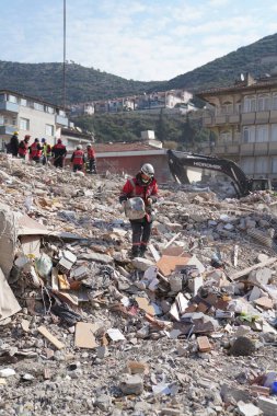 Antakya, Hatay, Türkiye - 11 Şubat 2023: Türkiye Depremi, Kahramanmaras, Gaziantep, Adana, Hatay, Adiyaman Şubat 2023, Deprem Sahneleri