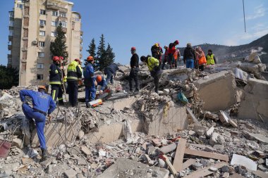 Antakya, Hatay, Türkiye - 11 Şubat 2023: Türkiye Depremi, Kahramanmaras, Gaziantep, Adana, Hatay, Adiyaman Şubat 2023, Deprem Sahneleri