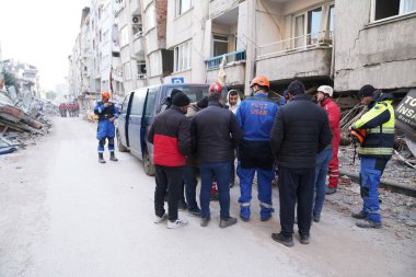 Antakya, Hatay, Türkiye - 12 Şubat 2023: Türkiye Depremi, Kahramanmaras, Gaziantep, Adana, Hatay, Adiyaman Şubat 2023, Deprem Sahneleri
