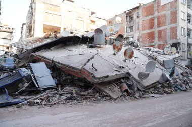 Antakya, Hatay, Turkey - February 12th, 2023: Turkey Earthquake, Kahramanmaras, Gaziantep, Adana, Hatay, Adiyaman February 2023, Earthquake Scenes clipart