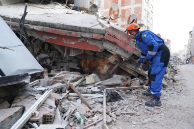 Antakya, Hatay, Türkiye - 12 Şubat 2023: Türkiye Depremi, Kahramanmaras, Gaziantep, Adana, Hatay, Adiyaman Şubat 2023, Deprem Sahneleri