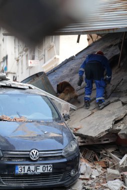 Antakya, Hatay, Türkiye - 12 Şubat 2023: Türkiye Depremi, Kahramanmaras, Gaziantep, Adana, Hatay, Adiyaman Şubat 2023, Deprem Sahneleri
