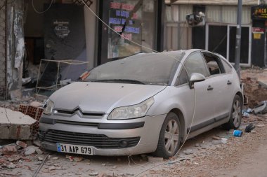 Antakya, Hatay, Türkiye - 12 Şubat 2023: Türkiye Depremi, Kahramanmaras, Gaziantep, Adana, Hatay, Adiyaman Şubat 2023, Deprem Sahneleri