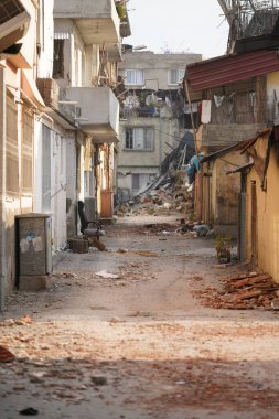 Antakya, Hatay, Türkiye - 12 Şubat 2023: Türkiye Depremi, Kahramanmaras, Gaziantep, Adana, Hatay, Adiyaman Şubat 2023, Deprem Sahneleri