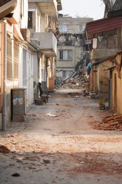 Antakya, Hatay, Türkiye - 12 Şubat 2023: Türkiye Depremi, Kahramanmaras, Gaziantep, Adana, Hatay, Adiyaman Şubat 2023, Deprem Sahneleri