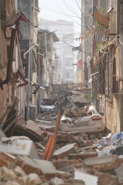 Antakya, Hatay, Türkiye - 12 Şubat 2023: Türkiye Depremi, Kahramanmaras, Gaziantep, Adana, Hatay, Adiyaman Şubat 2023, Deprem Sahneleri