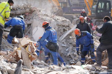Antakya, Hatay, Türkiye - 12 Şubat 2023: Türkiye Depremi, Kahramanmaras, Gaziantep, Adana, Hatay, Adiyaman Şubat 2023, Deprem Sahneleri