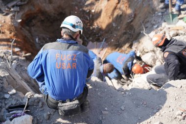 Antakya, Hatay, Türkiye - 12 Şubat 2023: Türkiye Depremi, Kahramanmaras, Gaziantep, Adana, Hatay, Adiyaman Şubat 2023, Deprem Sahneleri