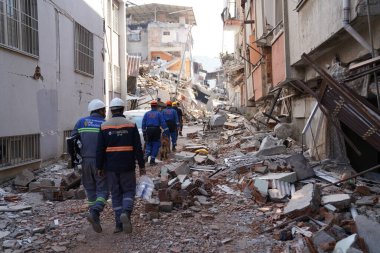 Antakya, Hatay, Türkiye - 12 Şubat 2023: Türkiye Depremi, Kahramanmaras, Gaziantep, Adana, Hatay, Adiyaman Şubat 2023, Deprem Sahneleri