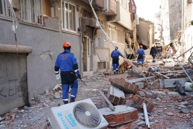 Antakya, Hatay, Türkiye - 12 Şubat 2023: Türkiye Depremi, Kahramanmaras, Gaziantep, Adana, Hatay, Adiyaman Şubat 2023, Deprem Sahneleri