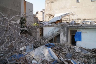 Antakya, Hatay, Türkiye - 12 Şubat 2023: Türkiye Depremi, Kahramanmaras, Gaziantep, Adana, Hatay, Adiyaman Şubat 2023, Deprem Sahneleri
