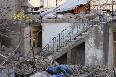 Antakya, Hatay, Türkiye - 12 Şubat 2023: Türkiye Depremi, Kahramanmaras, Gaziantep, Adana, Hatay, Adiyaman Şubat 2023, Deprem Sahneleri