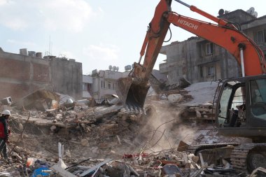Antakya, Hatay, Türkiye - 12 Şubat 2023: Türkiye Depremi, Kahramanmaras, Gaziantep, Adana, Hatay, Adiyaman Şubat 2023, Deprem Sahneleri