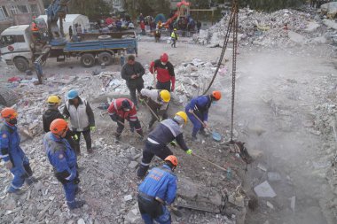 Antakya, Hatay, Türkiye - 12 Şubat 2023: Türkiye Depremi, Kahramanmaras, Gaziantep, Adana, Hatay, Adiyaman Şubat 2023, Deprem Sahneleri