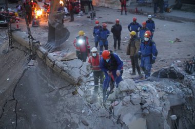 Antakya, Hatay, Türkiye - 12 Şubat 2023: Türkiye Depremi, Kahramanmaras, Gaziantep, Adana, Hatay, Adiyaman Şubat 2023, Deprem Sahneleri