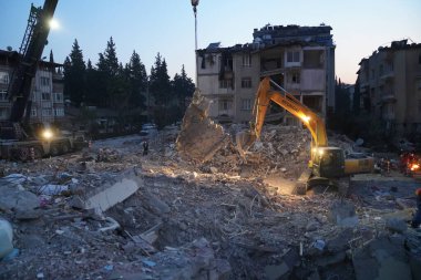 Antakya, Hatay, Türkiye - 12 Şubat 2023: Türkiye Depremi, Kahramanmaras, Gaziantep, Adana, Hatay, Adiyaman Şubat 2023, Deprem Sahneleri