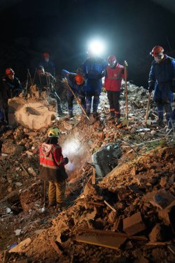 Antakya, Hatay, Türkiye - 12 Şubat 2023: Türkiye Depremi, Kahramanmaras, Gaziantep, Adana, Hatay, Adiyaman Şubat 2023, Deprem Sahneleri
