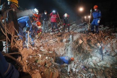 Antakya, Hatay, Türkiye - 12 Şubat 2023: Türkiye Depremi, Kahramanmaras, Gaziantep, Adana, Hatay, Adiyaman Şubat 2023, Deprem Sahneleri