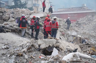 Antakya, Hatay, Türkiye - 13 Şubat 2023: Türkiye Depremi, Kahramanmaras, Gaziantep, Adana, Hatay, Adiyaman Şubat 2023, Deprem Sahneleri