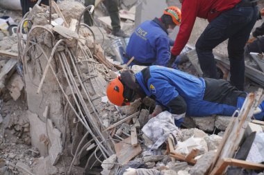 Antakya, Hatay, Türkiye - 13 Şubat 2023: Türkiye Depremi, Kahramanmaras, Gaziantep, Adana, Hatay, Adiyaman Şubat 2023, Deprem Sahneleri