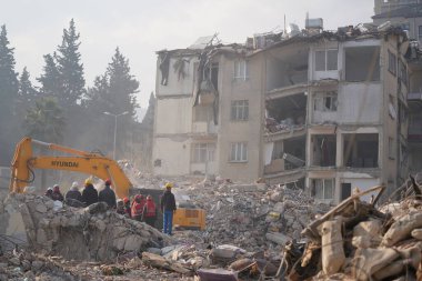 Antakya, Hatay, Türkiye - 13 Şubat 2023: Türkiye Depremi, Kahramanmaras, Gaziantep, Adana, Hatay, Adiyaman Şubat 2023, Deprem Sahneleri