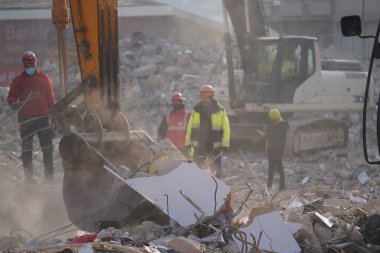 Antakya, Hatay, Türkiye - 13 Şubat 2023: Türkiye Depremi, Kahramanmaras, Gaziantep, Adana, Hatay, Adiyaman Şubat 2023, Deprem Sahneleri