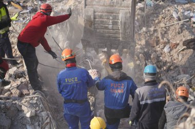 Antakya, Hatay, Türkiye - 13 Şubat 2023: Türkiye Depremi, Kahramanmaras, Gaziantep, Adana, Hatay, Adiyaman Şubat 2023, Deprem Sahneleri
